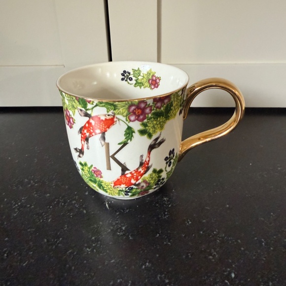 NWT Anthropologie Lou Rota Monogram Nature Mug Letter K KOI - Picture 6 of 6